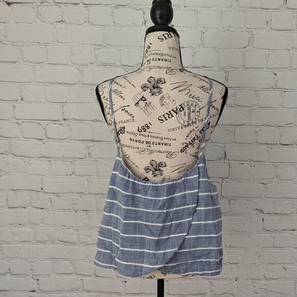 Universal Thread Flowy Spaghetti Strap Tank Top Blouse Striped Denim Size XXL 2X - Picture 5 of 6
